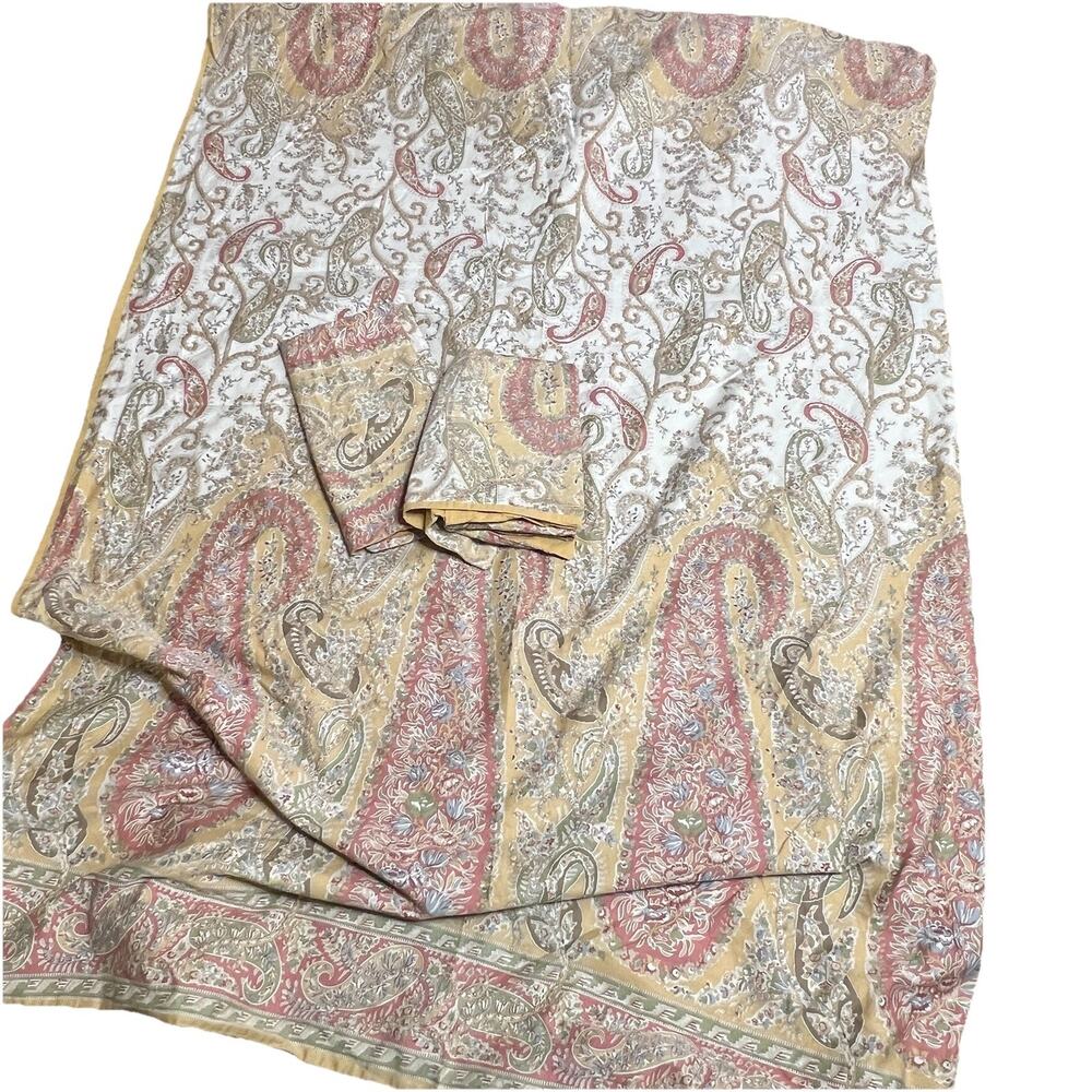 Pottery Barn Blythe Paisley Queen Full Duvet Set 2 Pillowcases Gold Green Blue
